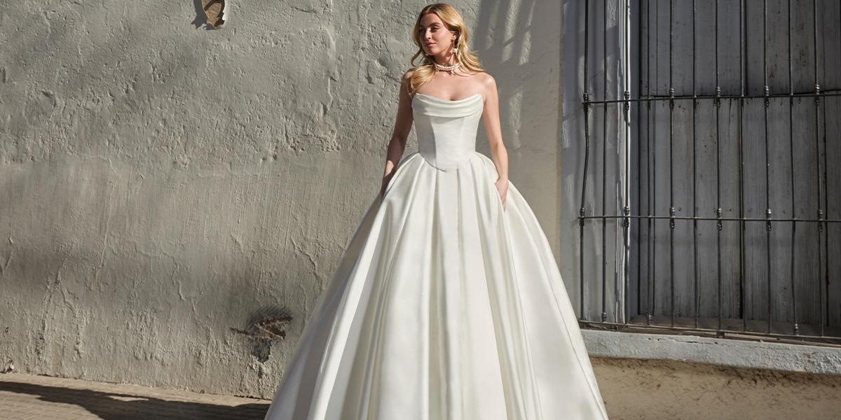 satin wedding gown